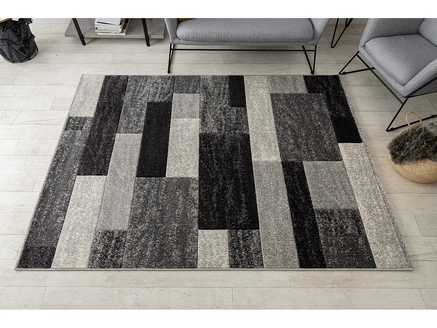 Alfombra FEEL 5756/16811 Rectángulos gris 240x330 cm