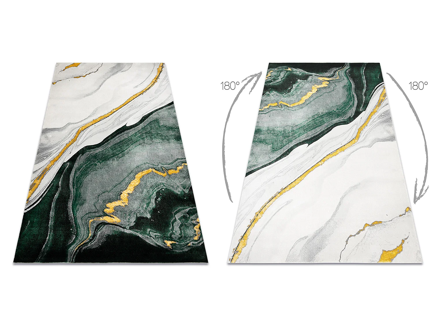 Exklusiv EMERALD Teppich 1017 glamour, stilvoll Marmor Flaschengrün / 160x220 cm