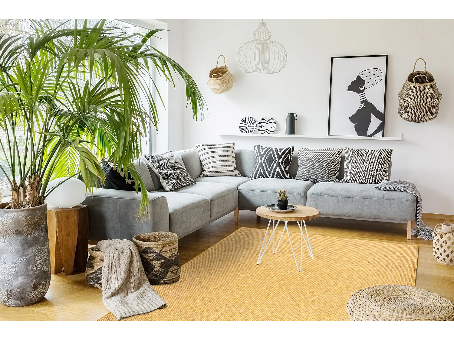 Sisal tapijt SISAL platgeweven PATIO 2778 Geel, goud 117x170 cm