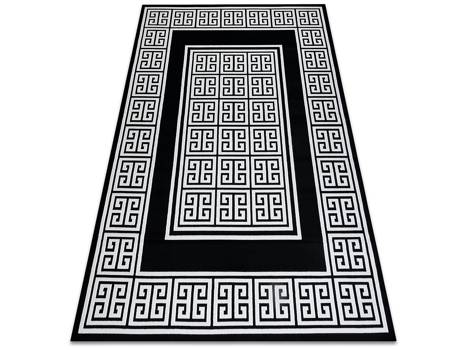 Tapijt GLOSS modern 6776 85 stijlvol, kader, Grieks sleutel zwart / iv 160x220 cm
