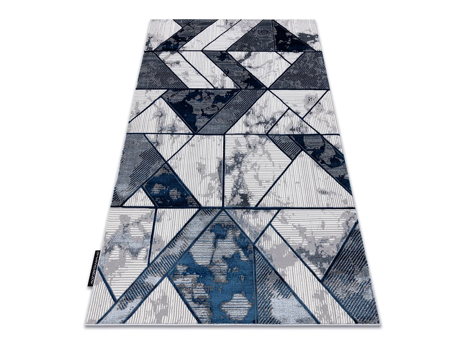 Tapijt DE LUXE modern 632 Geometrisch - Structureel crème / marinebla 180x270 cm