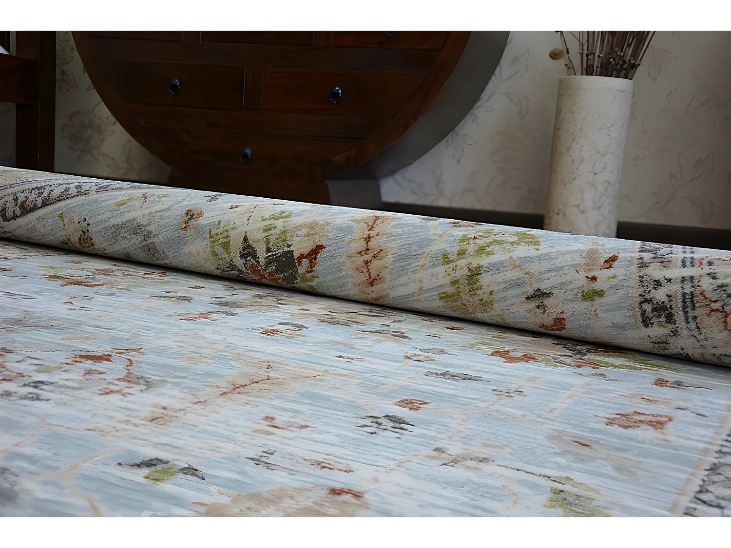 Tapete ARGENT - W7039 Flores Azul / Creme 133x190 cm
