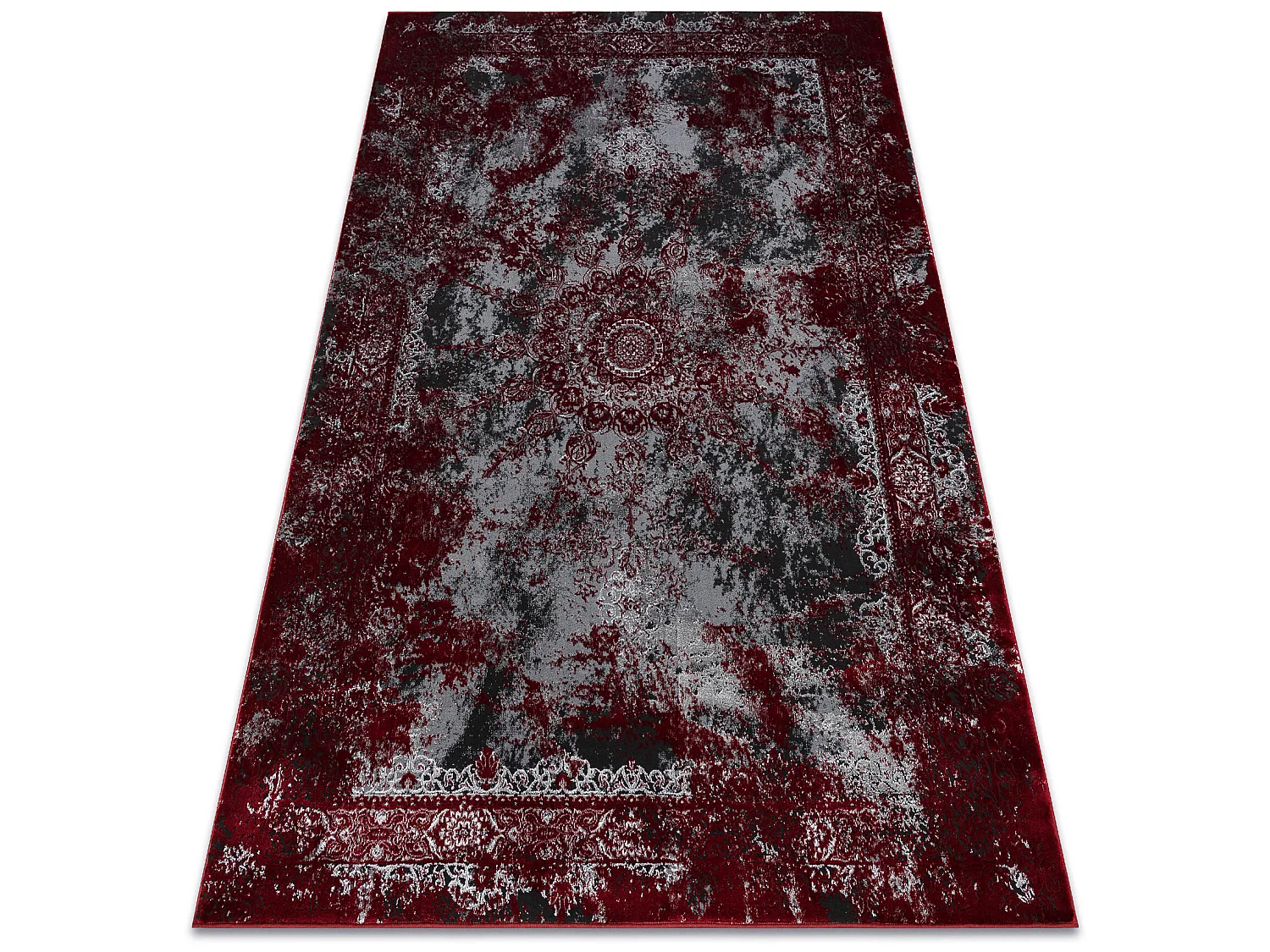 Tapis VINCI 1407 moderne Rosette vintage - Structural rouge / anthraci 180x270 cm