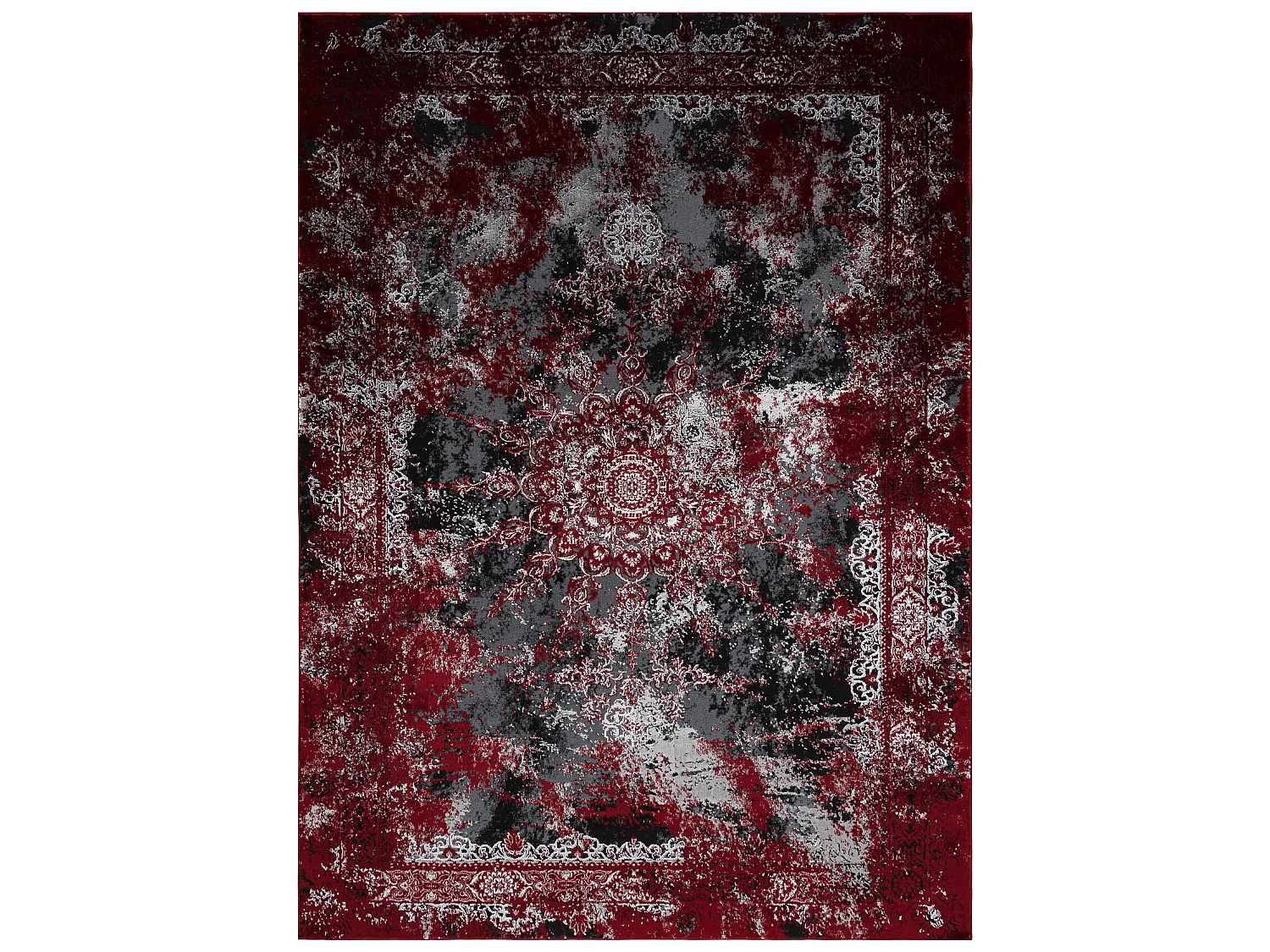 Tapis VINCI 1407 moderne Rosette vintage - Structural rouge / anthraci 180x270 cm