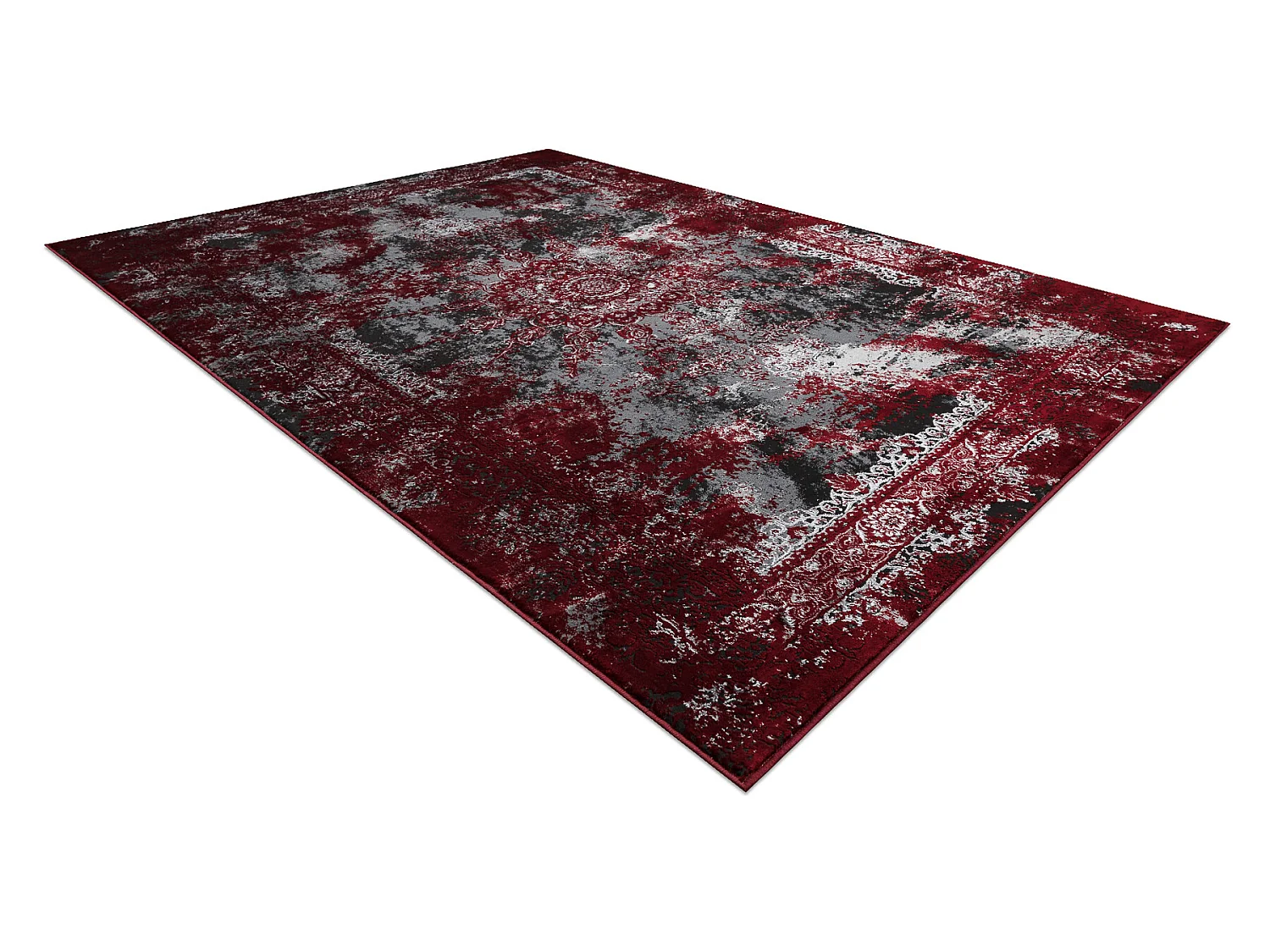 Tapis VINCI 1407 moderne Rosette vintage - Structural rouge / anthraci 180x270 cm