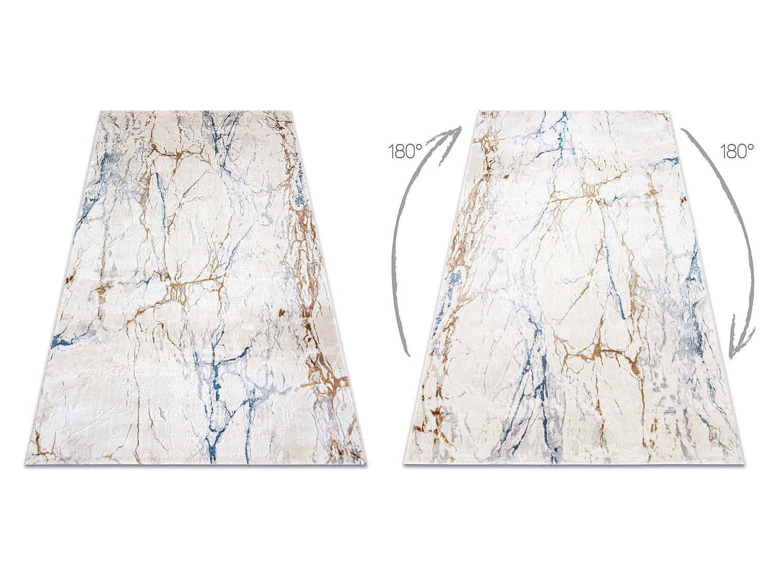 Tapis ACRYLIQUE ELITRA 9962 Marbre vintage ivoire / bleu 240x350 cm