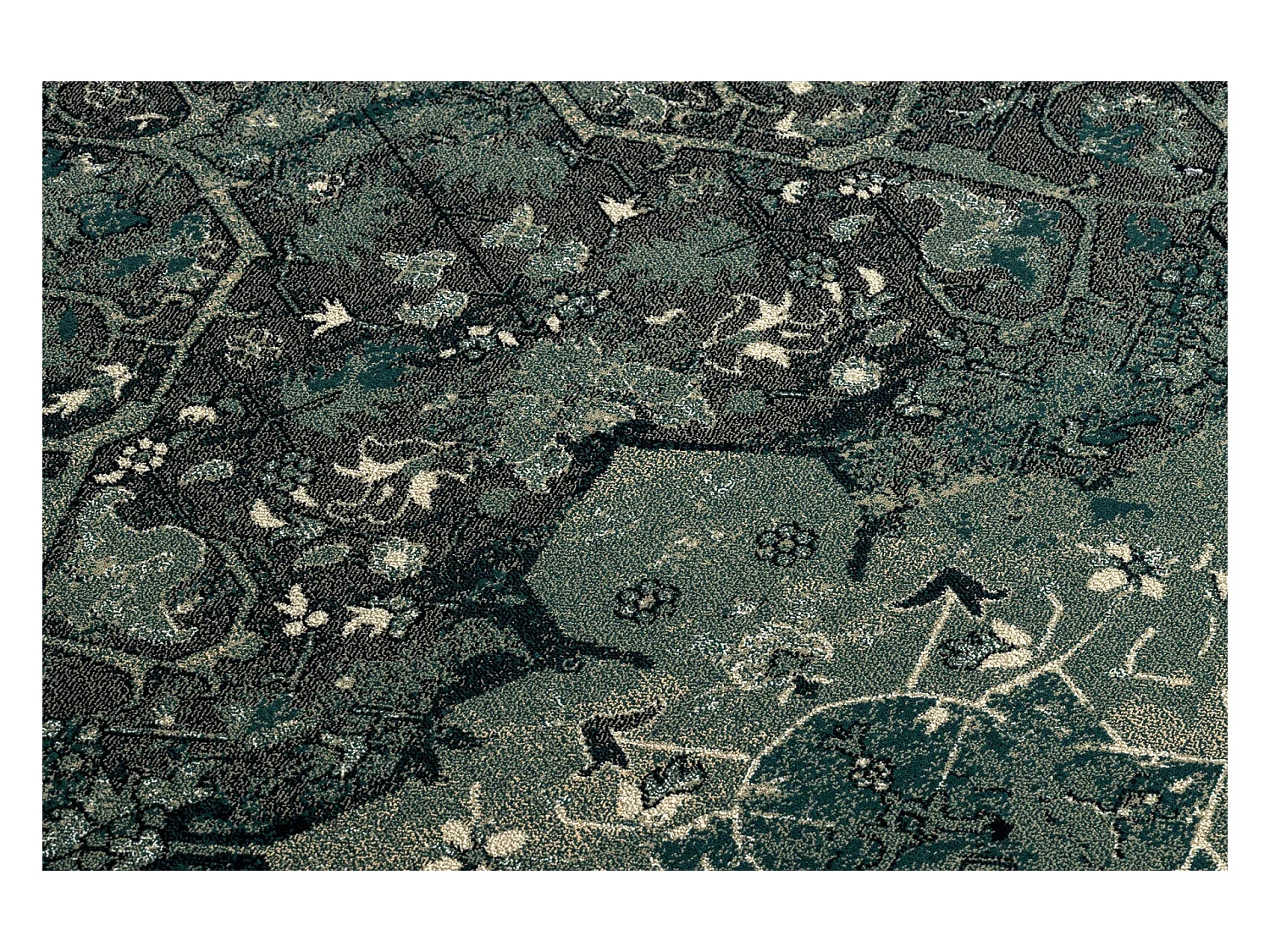 Tapis en laine POLONIA Dukato Ornement iron vert 235x350 cm