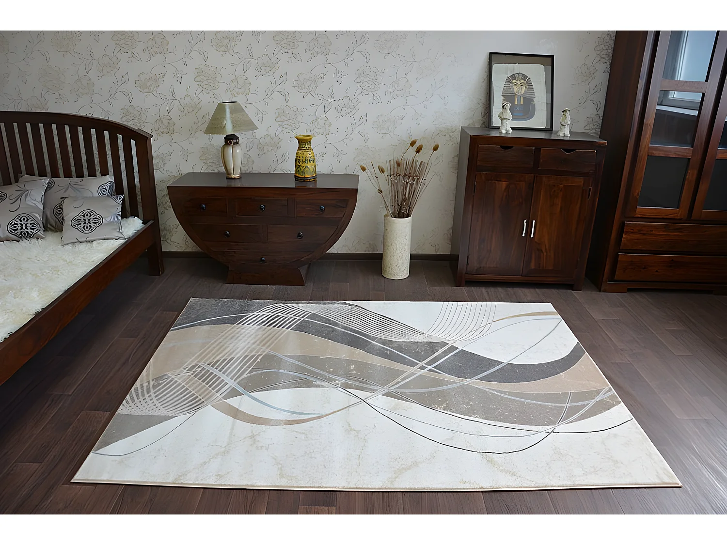 Tapis ARGENT - W4807 Vagues Crème et Marron 160x220 cm