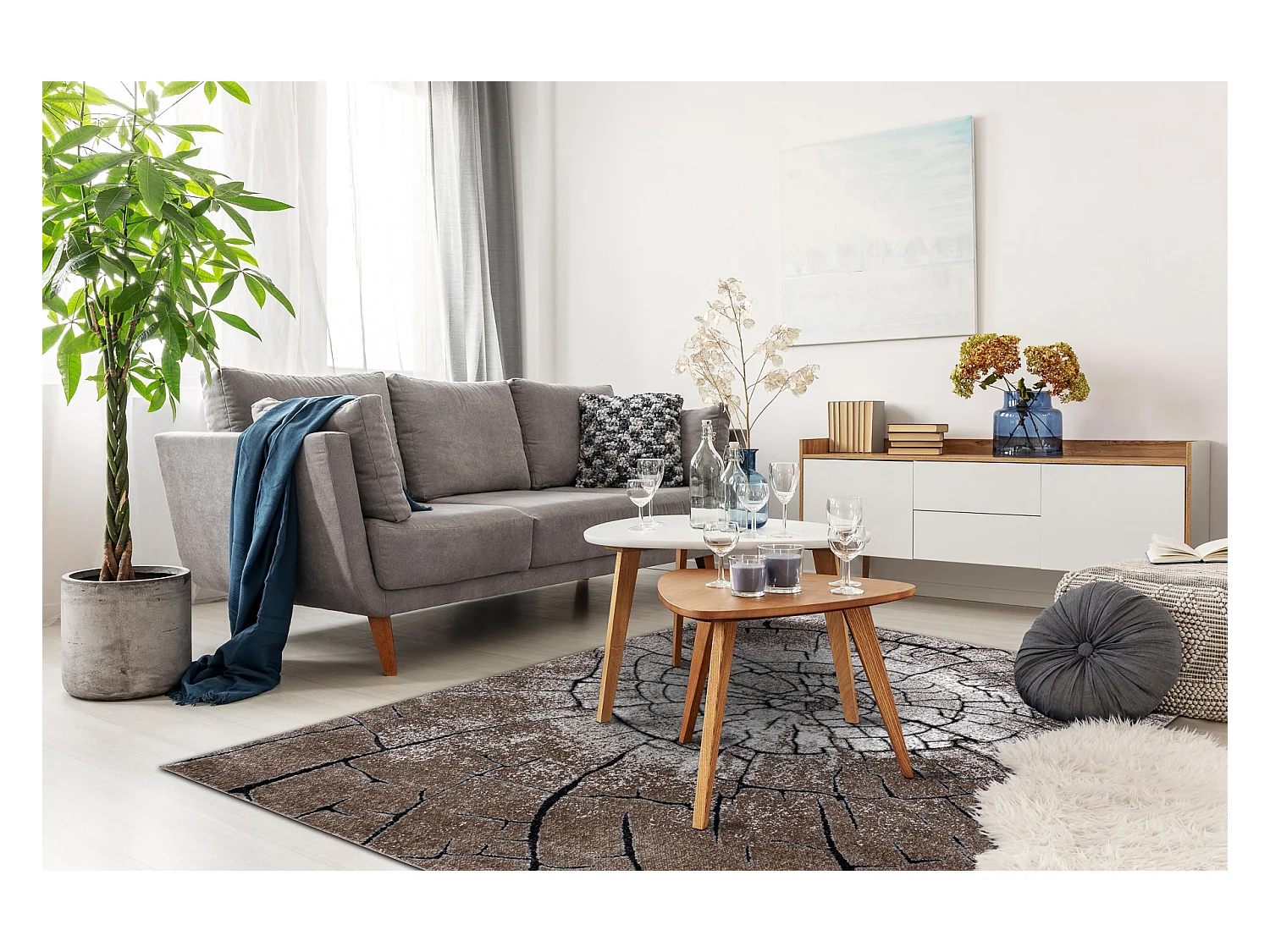 Tapis moderne COZY 8875 Wood, tronc d'arbre - Structural deux niveaux  160x220 cm