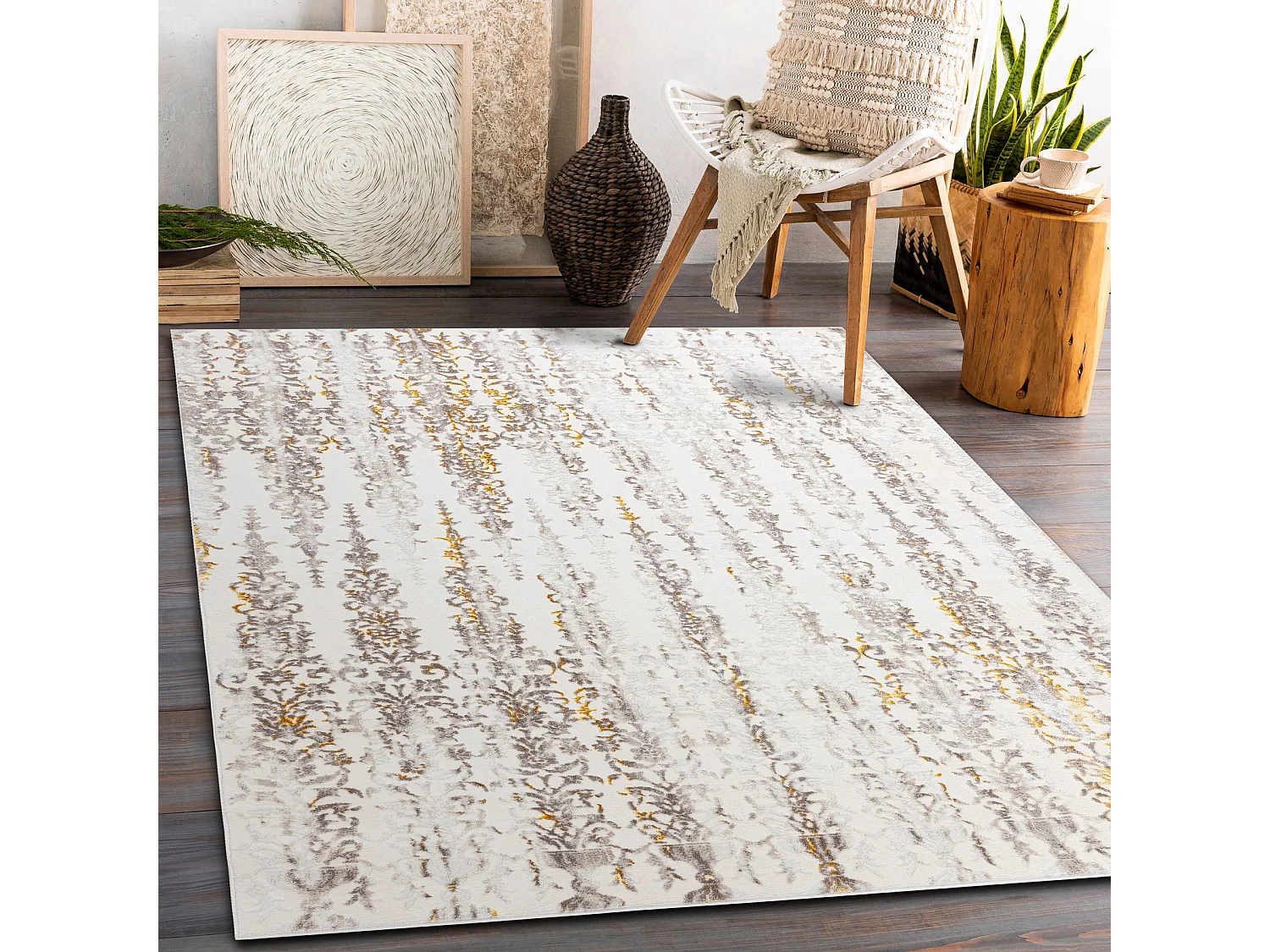 Tapijt CORE 241A Ornament Vintage - structureel, twee lagen vlies, bei 160x220 cm