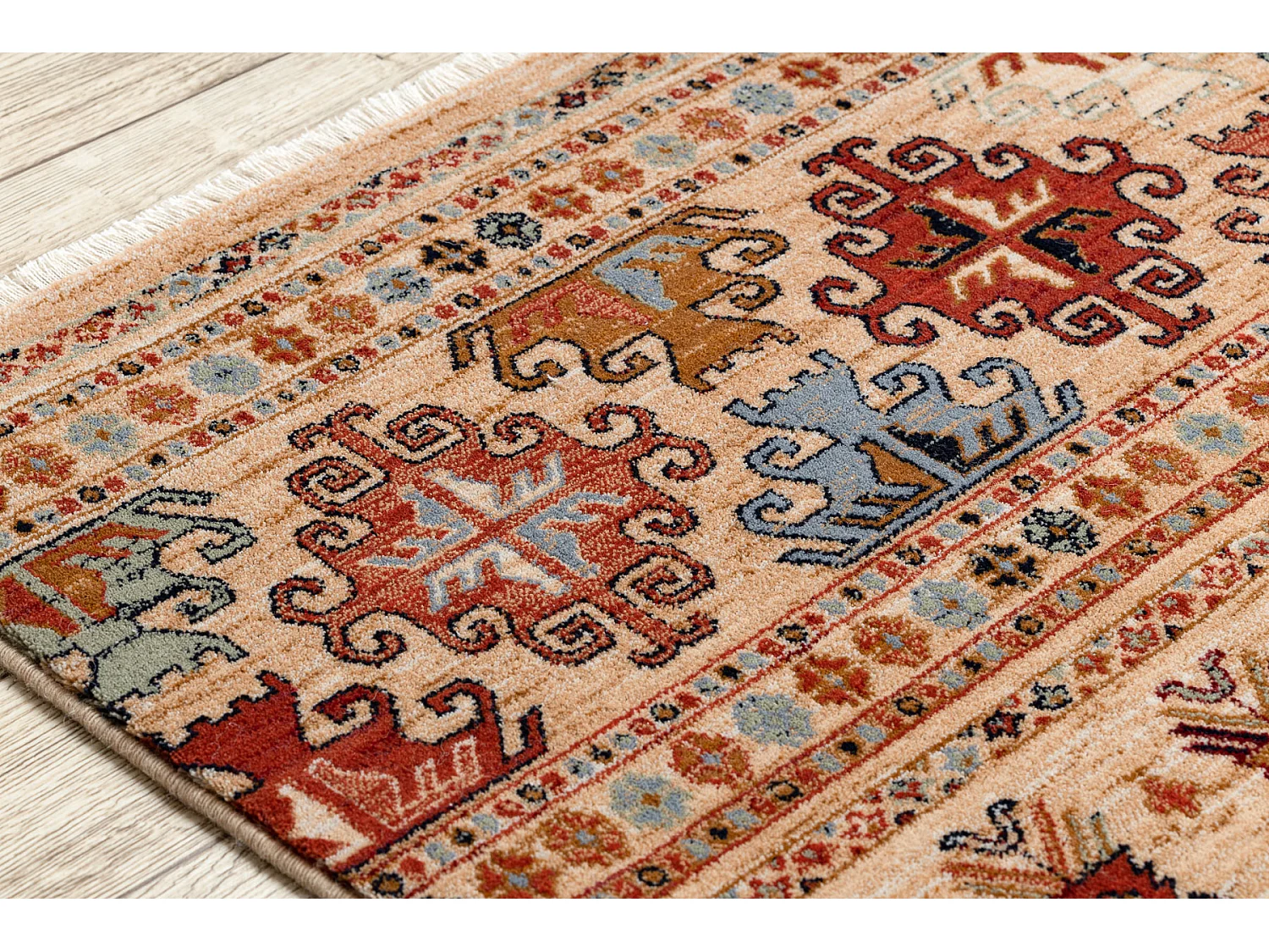 Tapis KESHAN franges, oriental 7684/53555 beige / terre cuite 80x145 cm