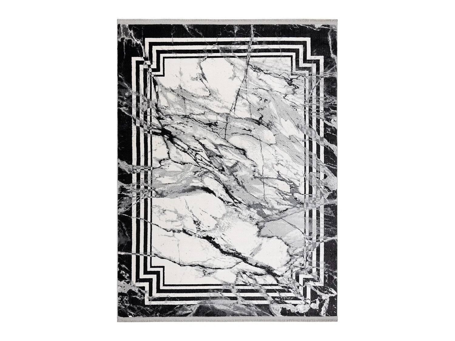 Tapis TULS structural, franges  51210 moderne, Marbre anthracite 280x370 cm