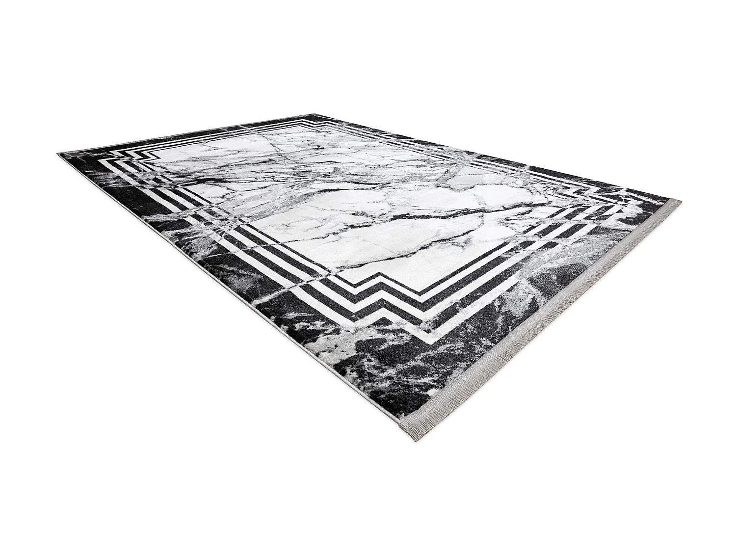 Tapis TULS structural, franges  51210 moderne, Marbre anthracite 280x370 cm