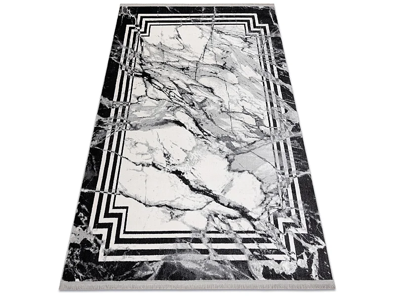 Tapis TULS structural, franges  51210 moderne, Marbre anthracite 280x370 cm