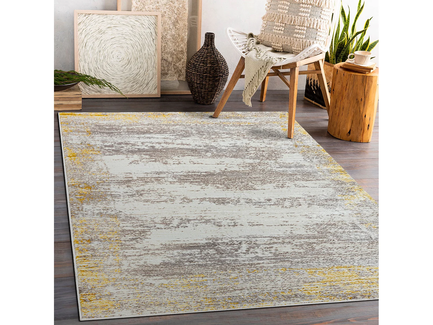 Tapijt CORE W9775 Kader, schaduw - structureel, twee lagen vlies, ivoo 180x270 cm