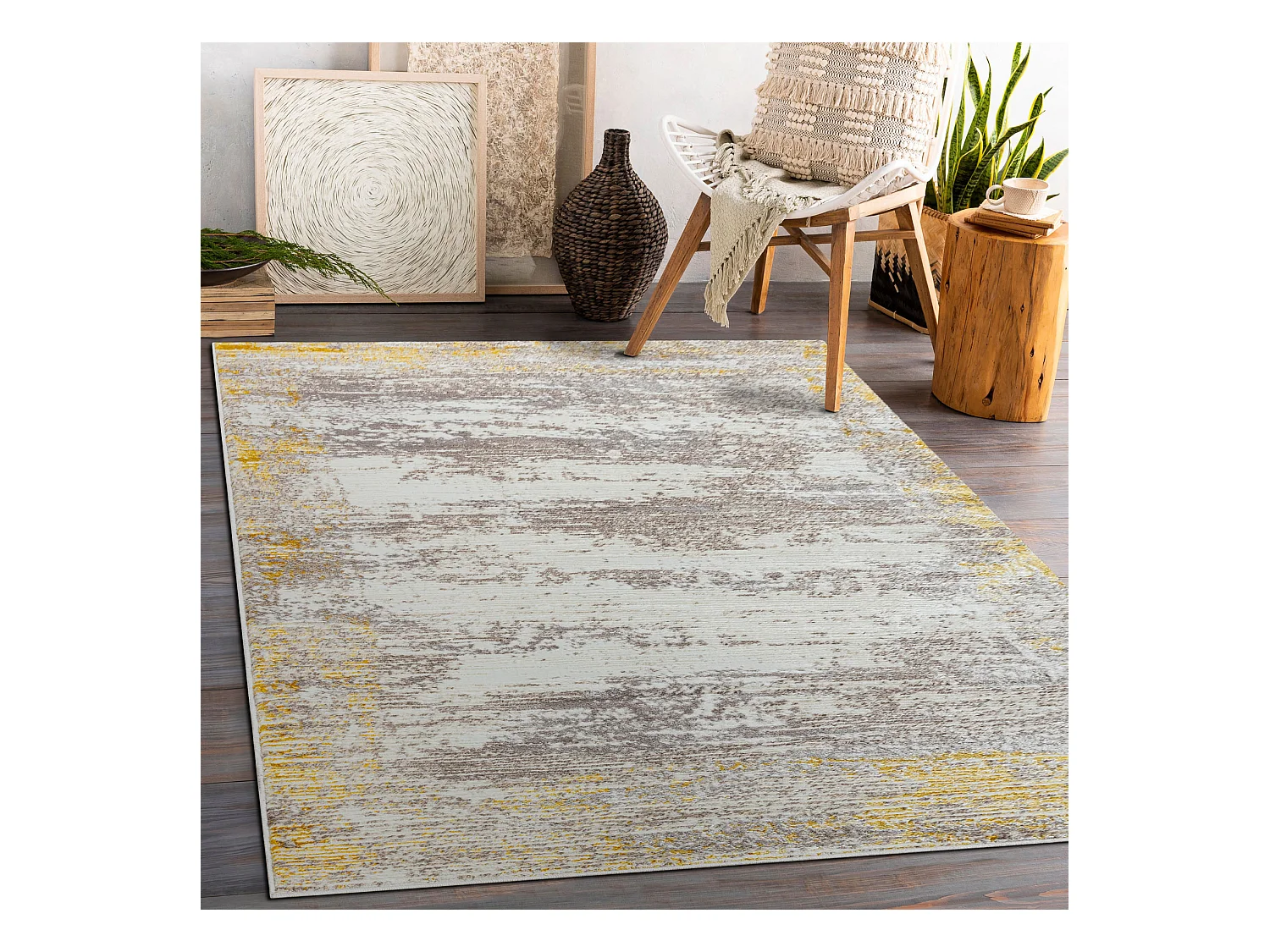 Tapijt CORE W9775 Kader, schaduw - structureel, twee lagen vlies, ivoo 180x270 cm