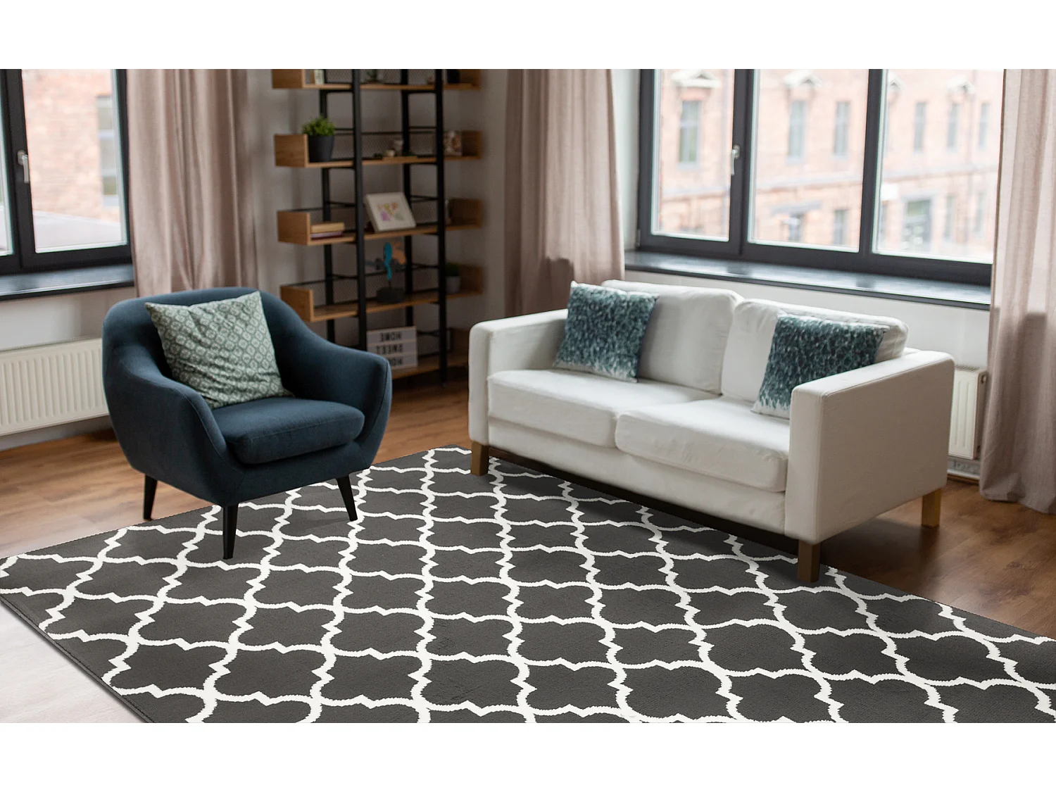 BCF Tapis Morad TRELIS Treillis marocain - anthracite, gris 200x300 cm