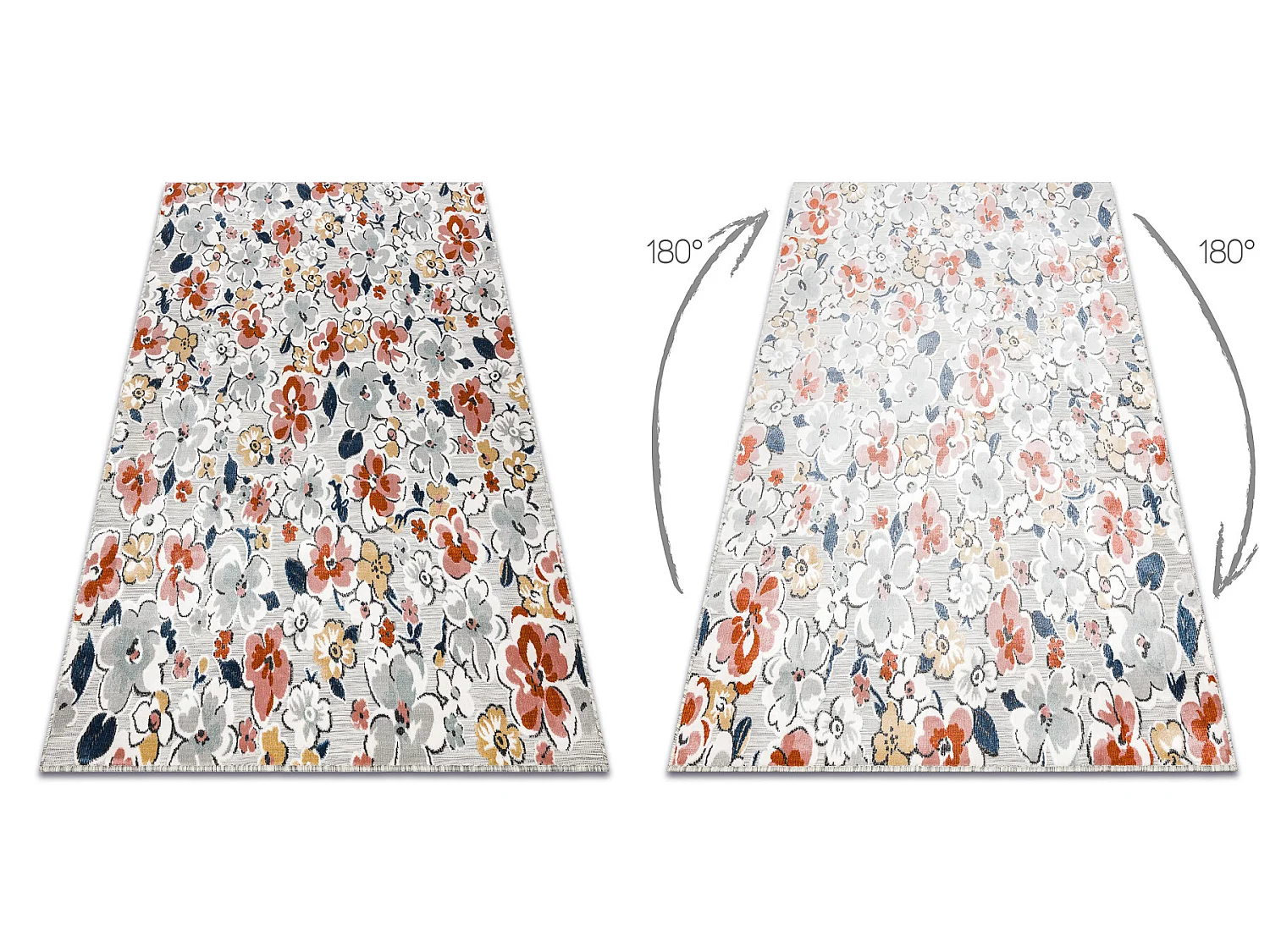 Tapijt Structural BOTANIC 65239 bloemen, plat geweven op het balkon, t 78x150 cm