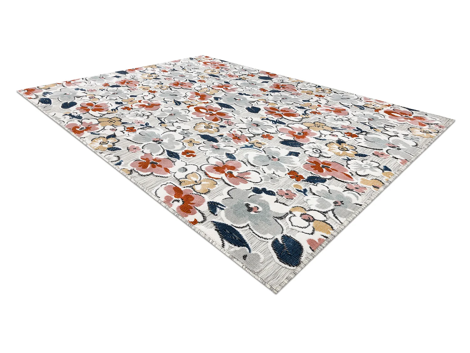 Tapijt Structural BOTANIC 65239 bloemen, plat geweven op het balkon, t 78x150 cm