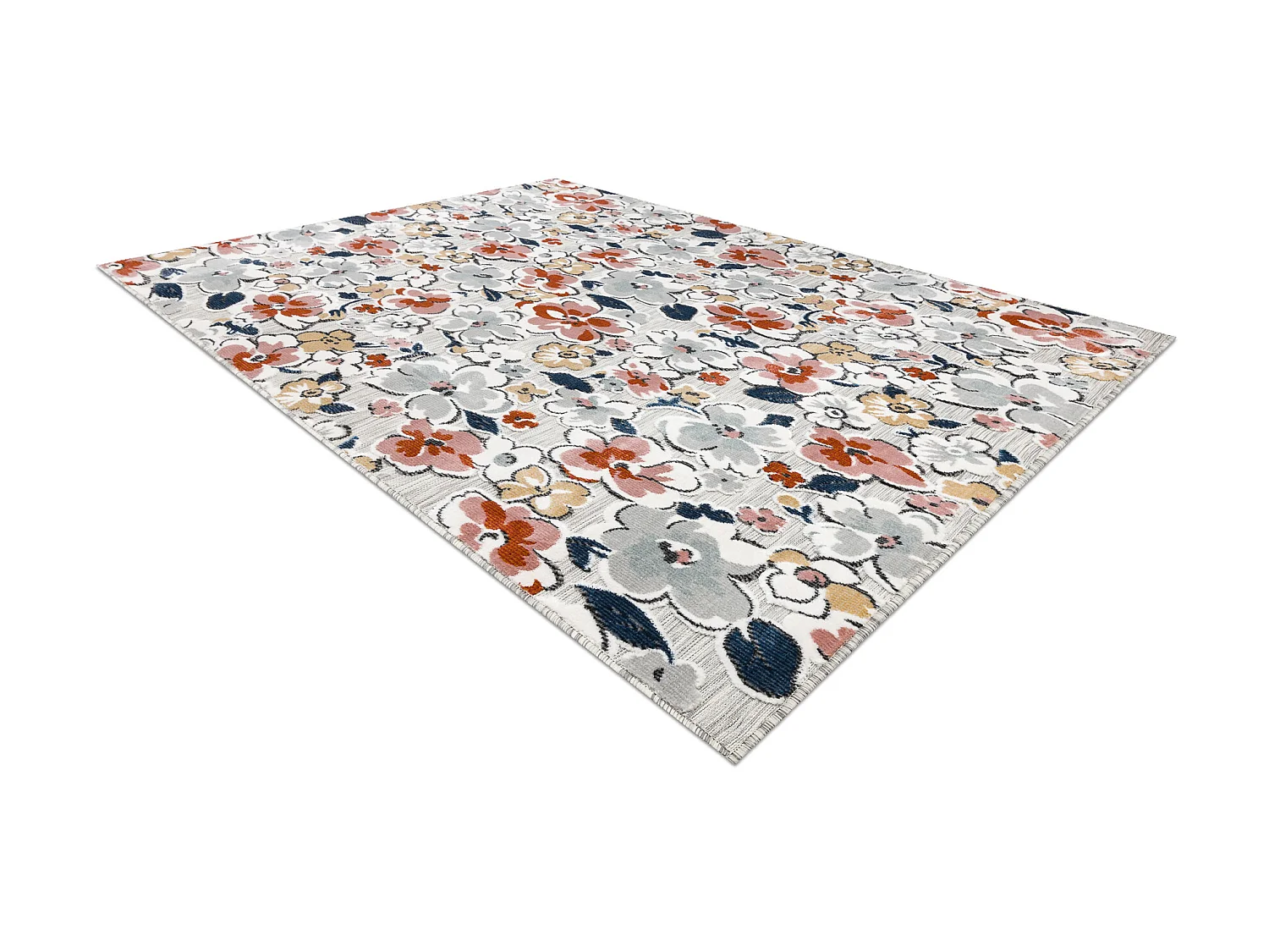 Tapis Structurel BOTANIC 65239 fleurs, tissé à plat sur balcon, terr 78x150 cm