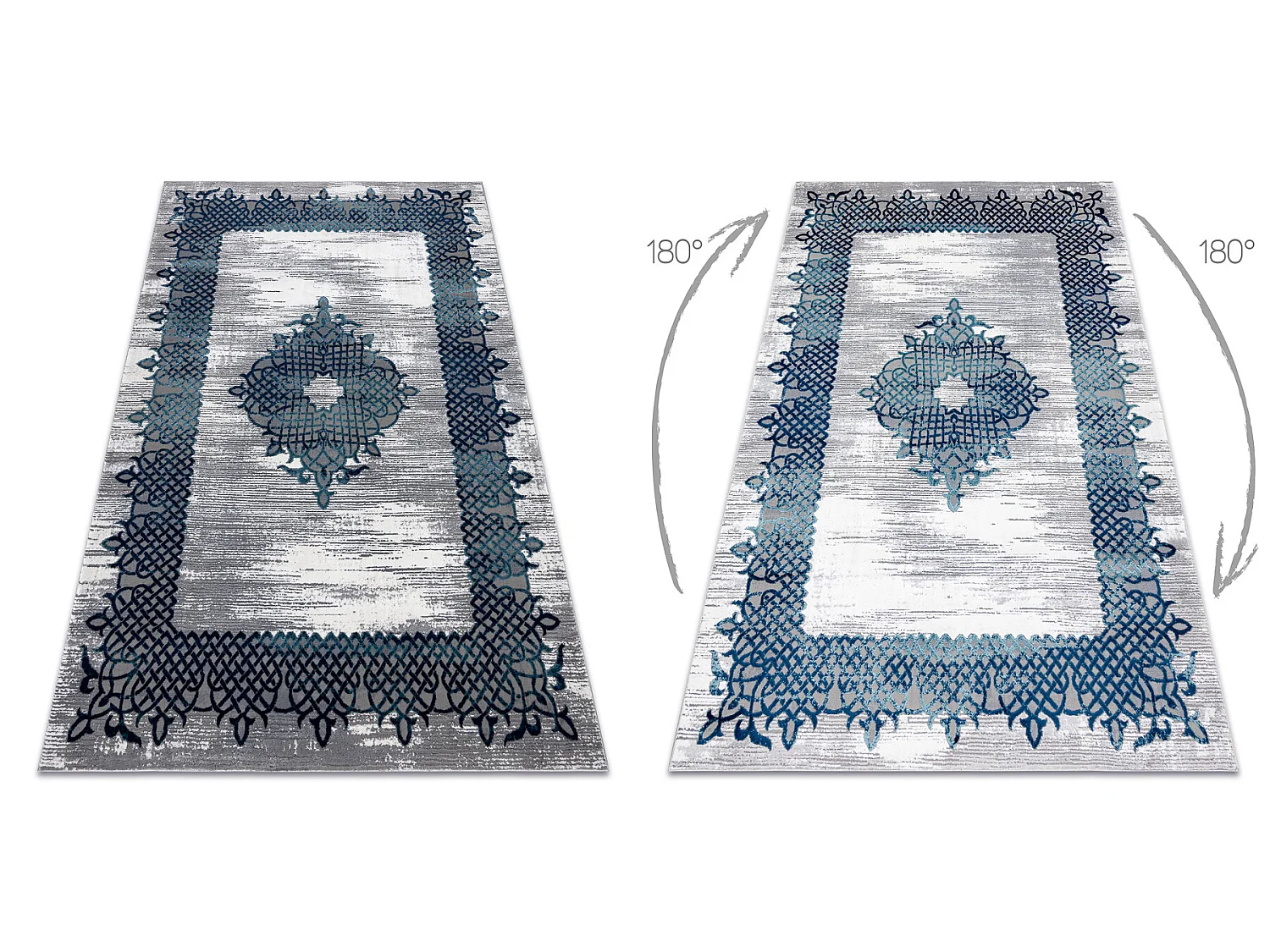 Tapijt CORE W9797 Kader, Rosette - structureel, twee lagen vlies, blau 160x220 cm