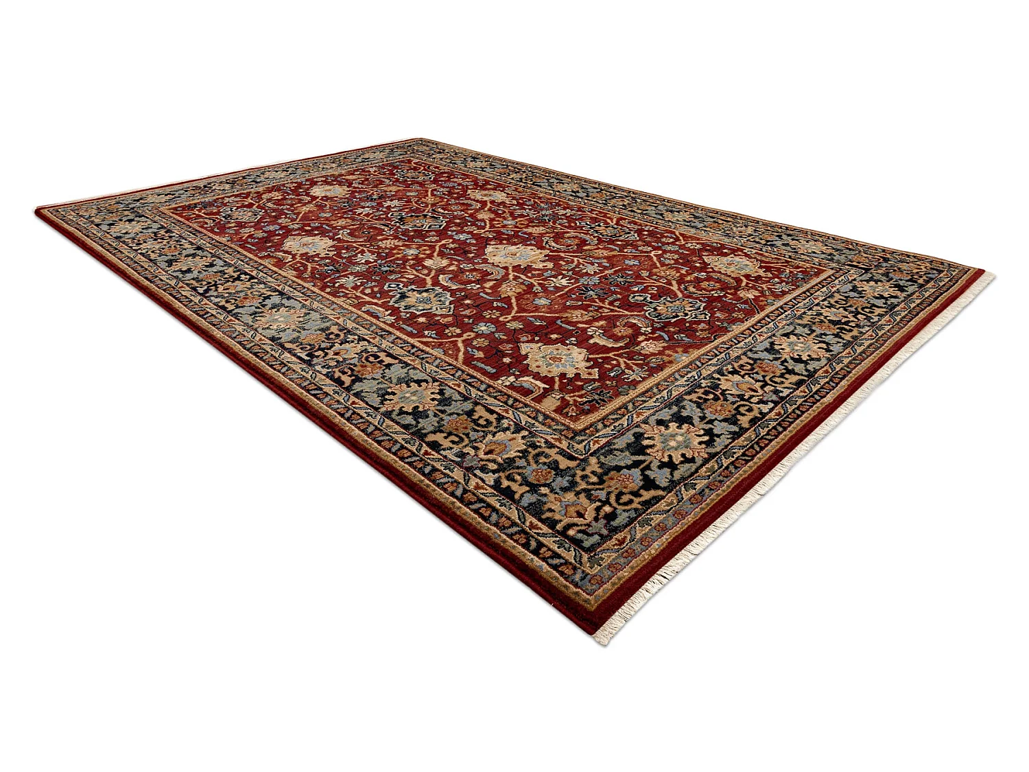 Tapis KESHAN franges, oriental classique 7522/53588 beige / bordeaux / 120x145 cm