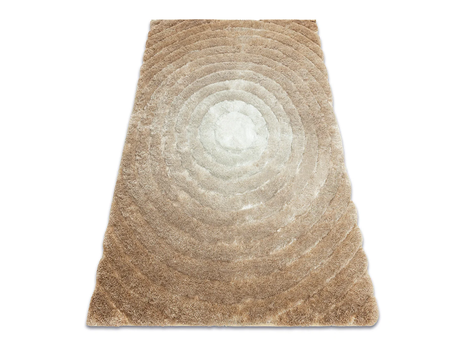 Tapis moderne FLIM 008-B1 shaggy, cercles - Structural beige 120x160 cm