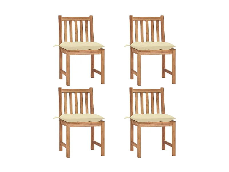 Cadeiras de jardim c/ almofadões 4 pcs madeira de teca maciça PT971222