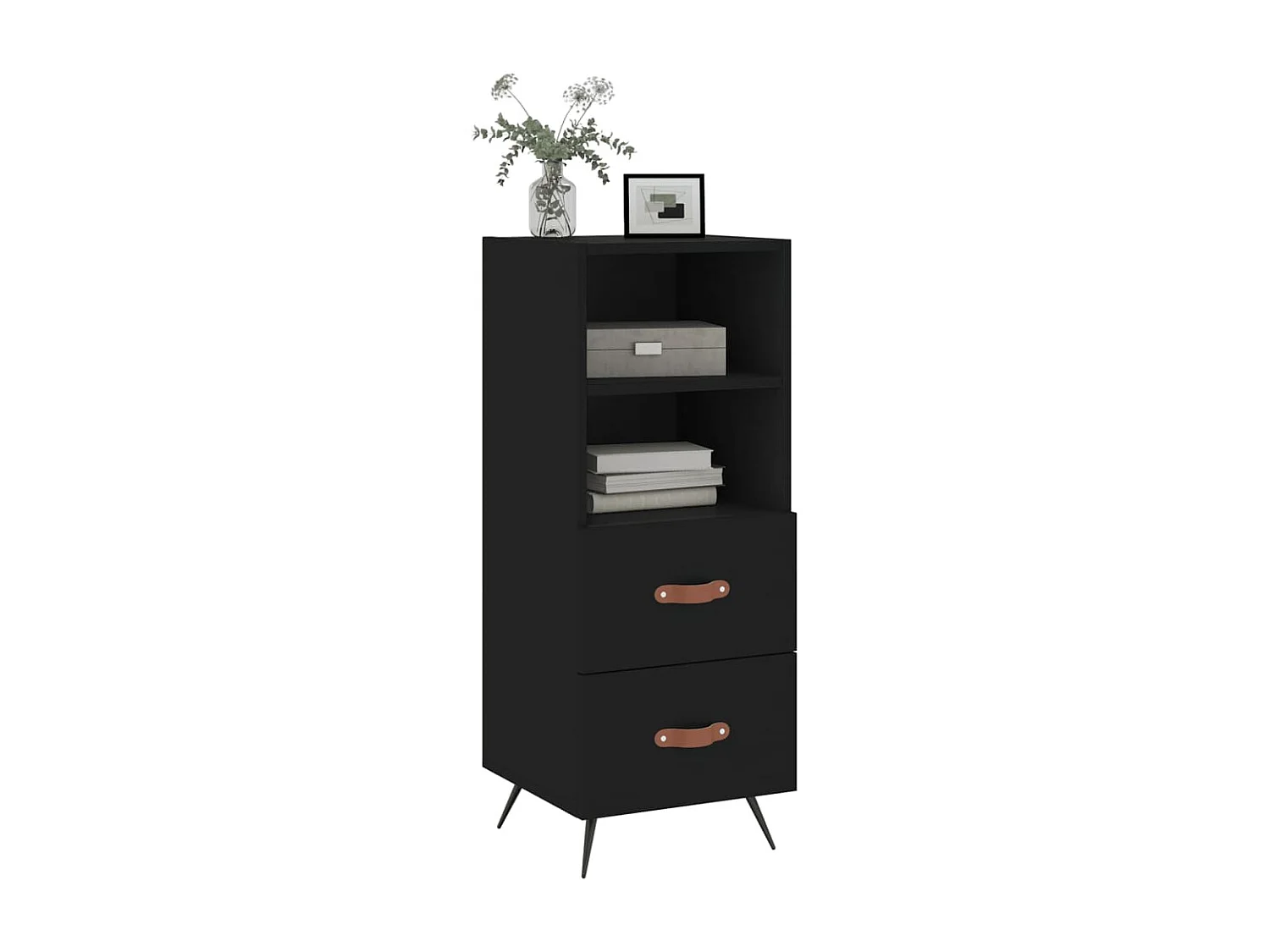 Sideboard Schwarz Anrichte 34,5x34x90 cm Holzwerkstoff -RM44085