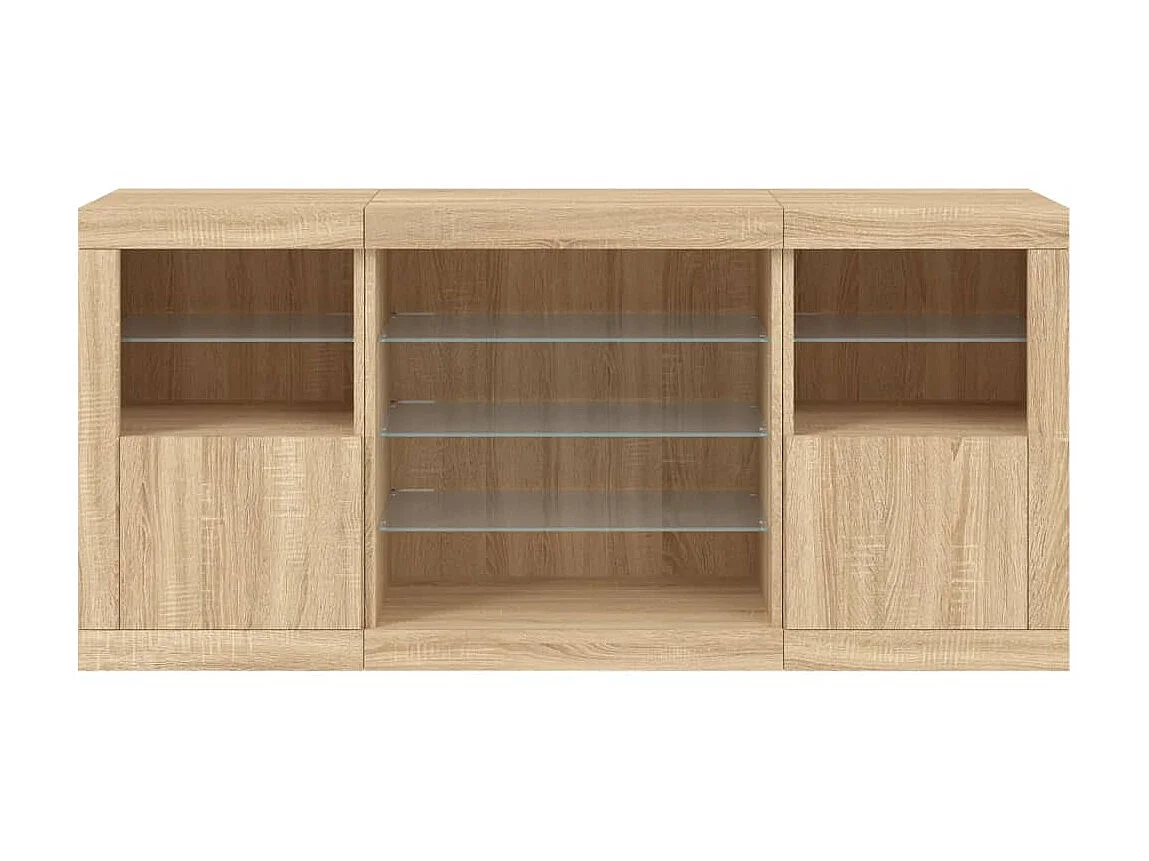 Sideboard mit LED-Leuchten Anrichte Sonoma-Eiche 142,5x37x67 cm -RM84822