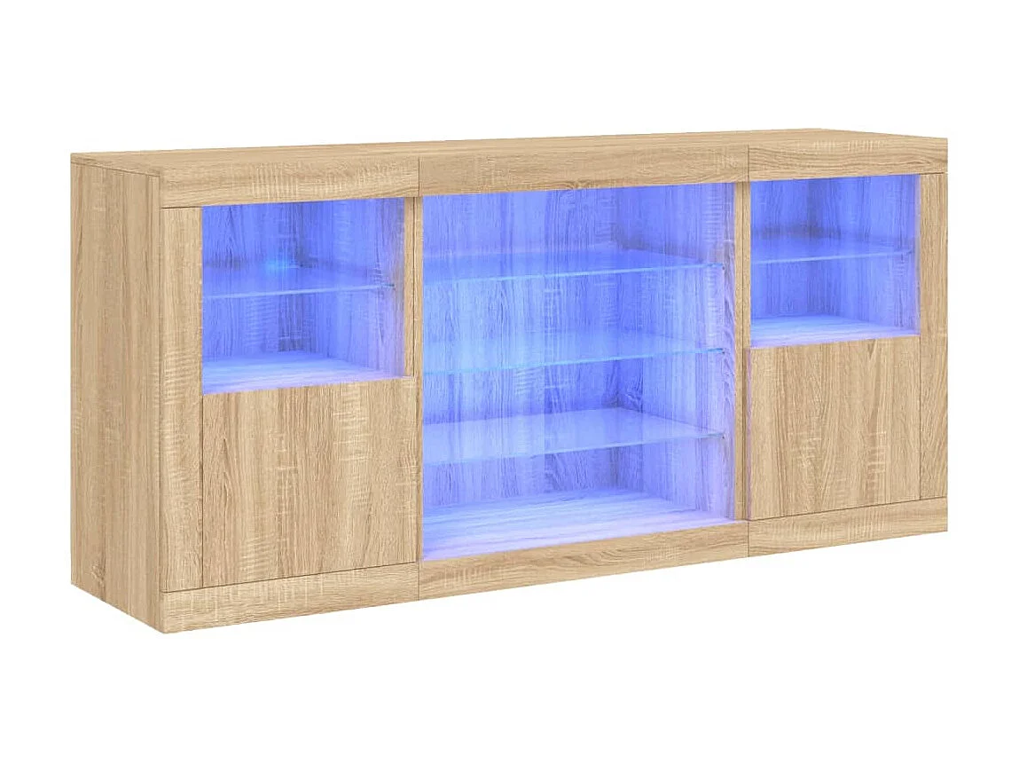 Sideboard mit LED-Leuchten Anrichte Sonoma-Eiche 142,5x37x67 cm -RM84822