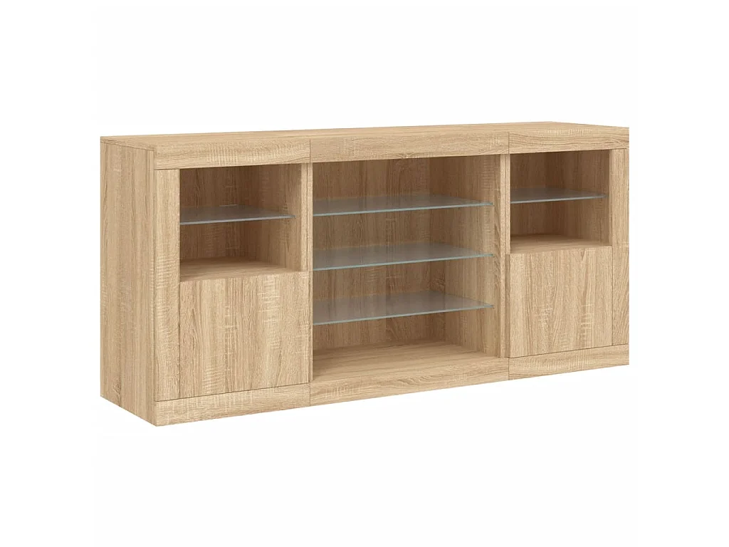 Sideboard mit LED-Leuchten Anrichte Sonoma-Eiche 142,5x37x67 cm -RM84822