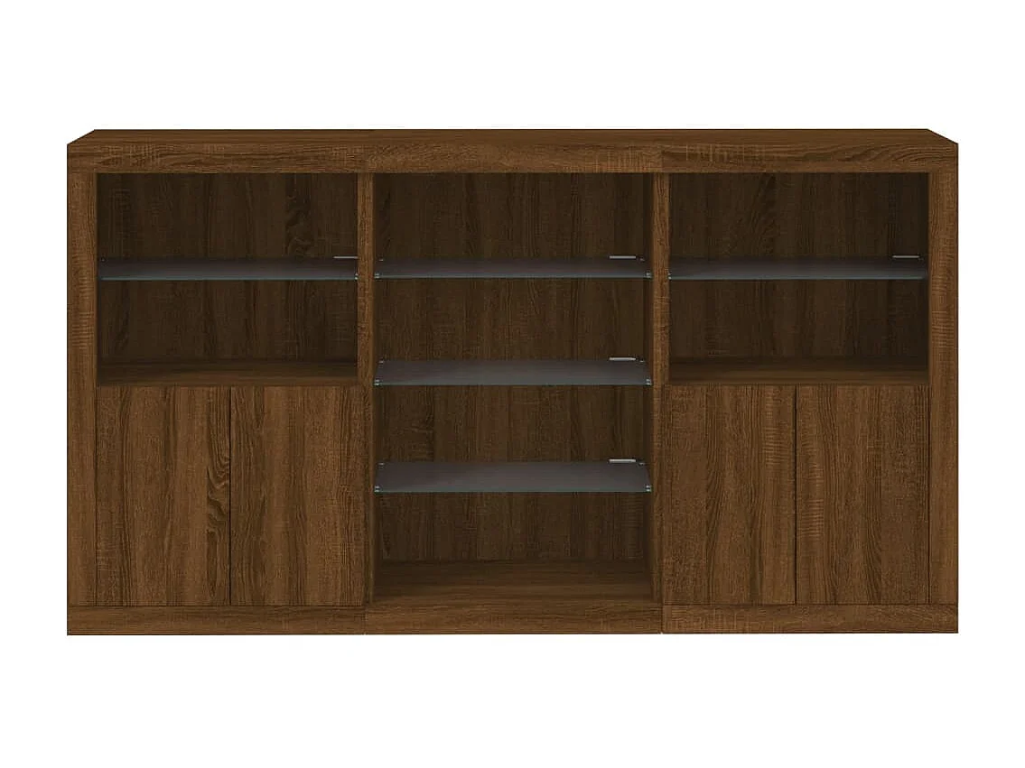 Sideboard Braun Anrichte mit LED-Leuchten Eichen-Optik 181,5x37x100 cm -RM69736