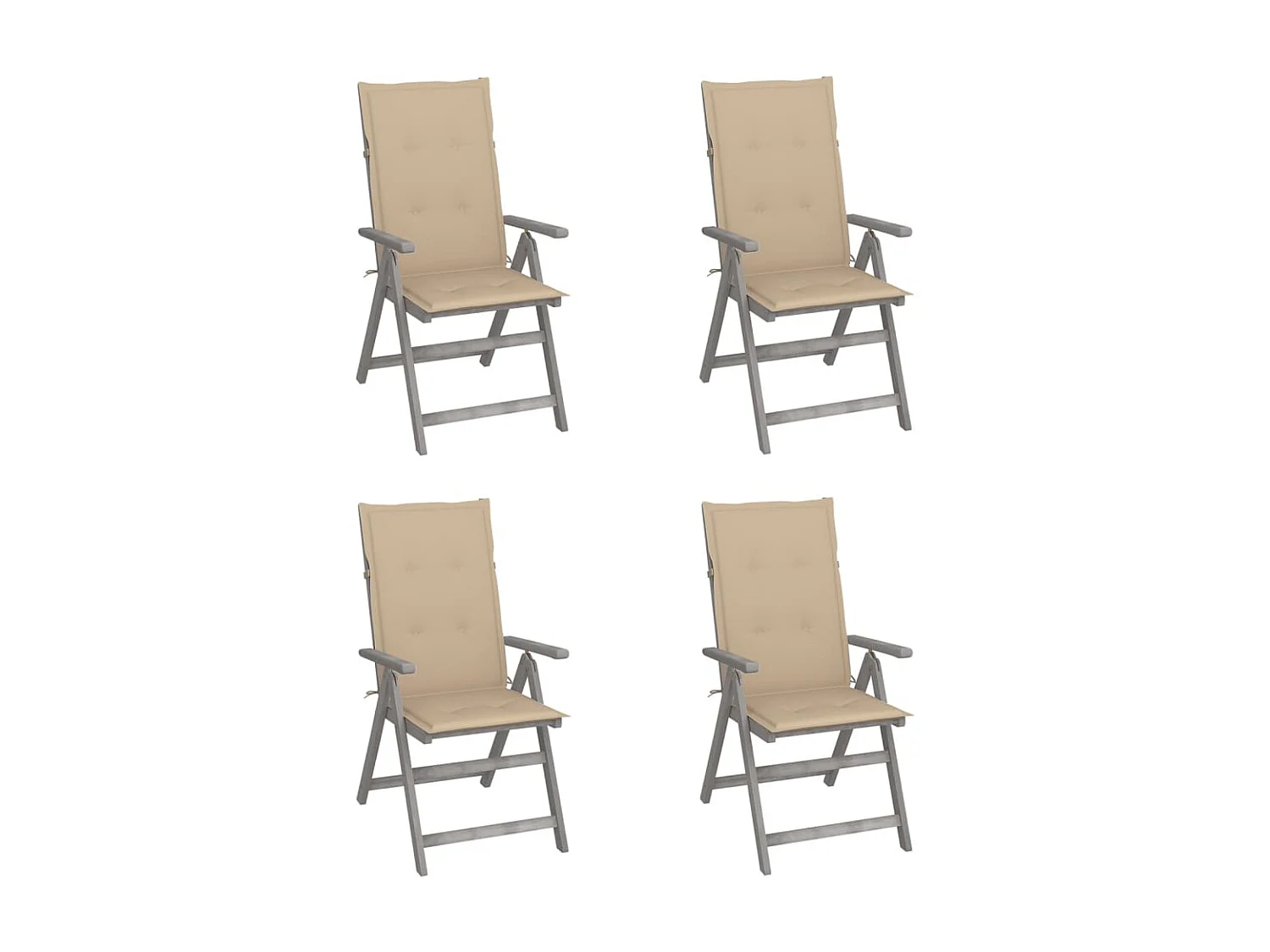 Cadeiras jardim reclináveis c/ almofadões 4 pcs acácia maciça PT755063