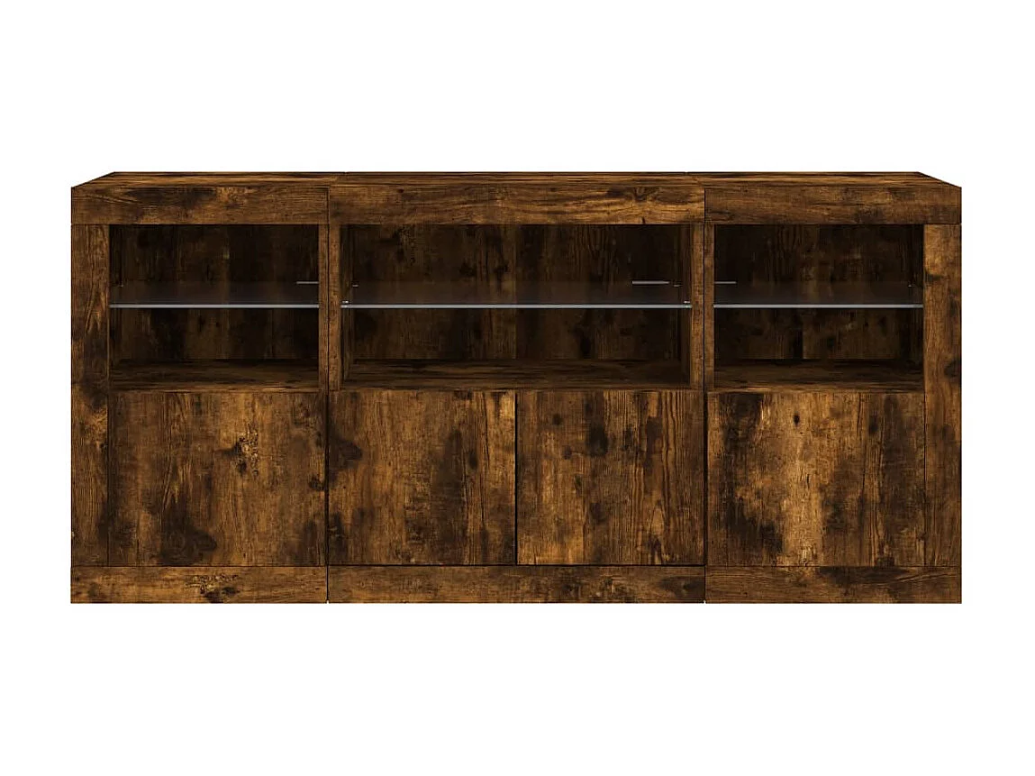 Sideboard mit LED-Leuchten Anrichte Räuchereiche 142,5x37x67 cm -RM96714