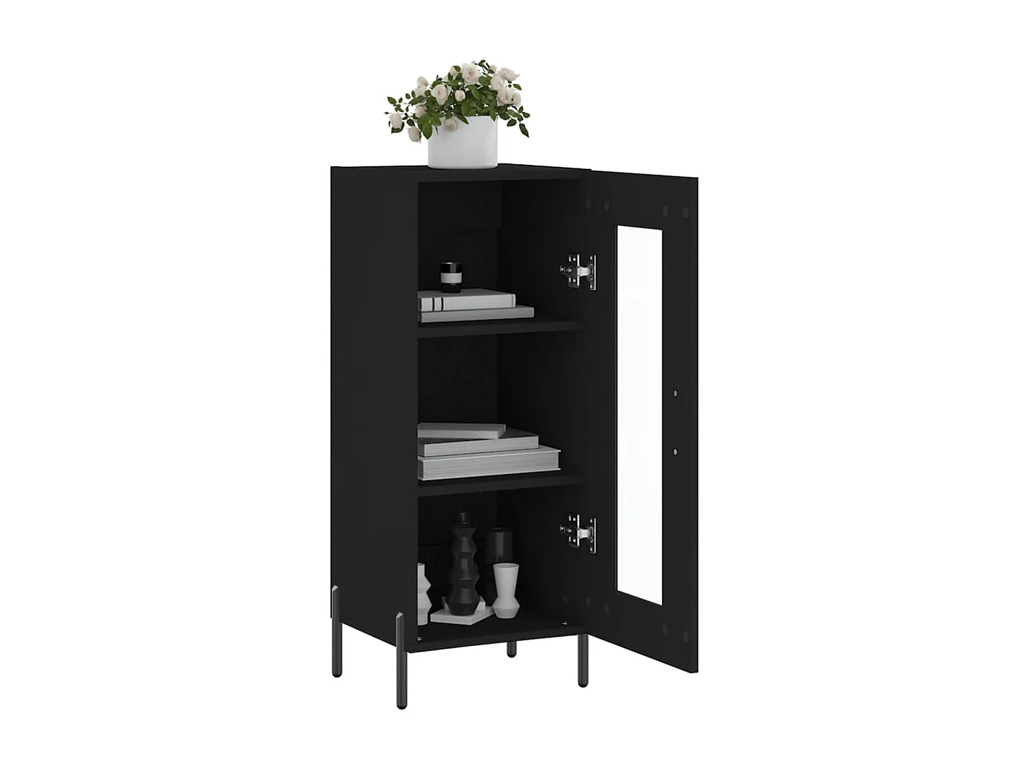 Sideboard Schwarz Anrichte 34,5x34x90 cm Holzwerkstoff -RM33214