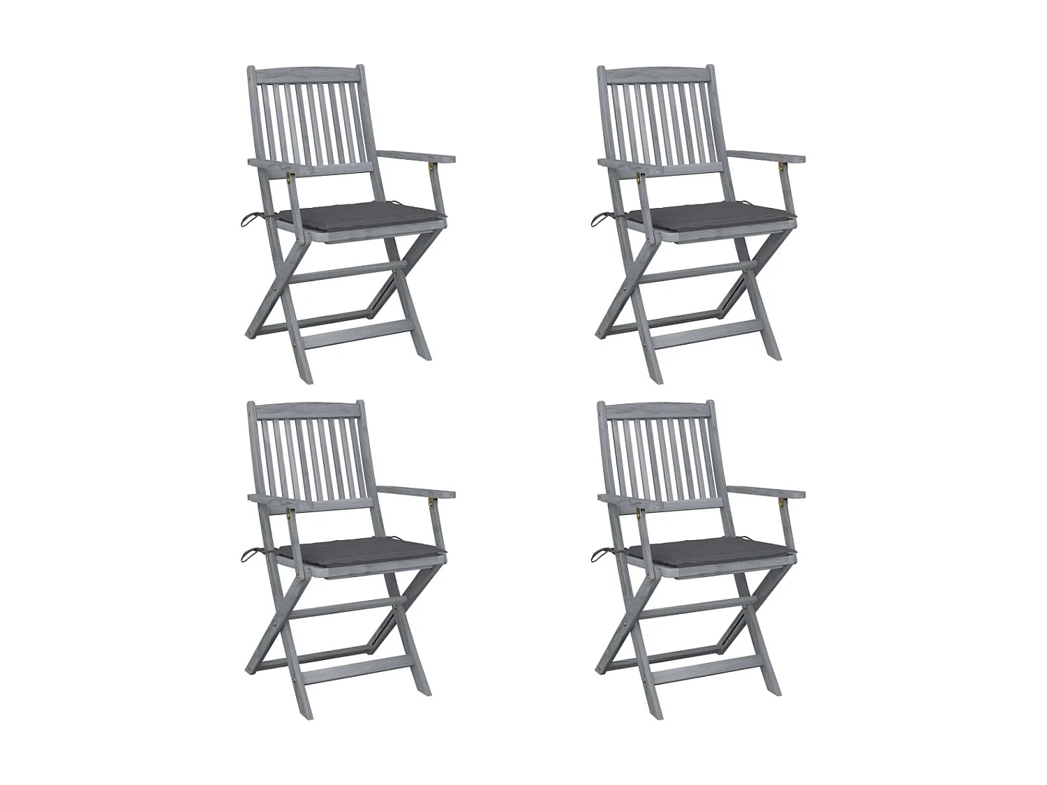 Klappbare Gartenstühle 4 Stk.| Outdoor-Stuhl mit Sitzkissen Massivholz Akazie -gkd479008