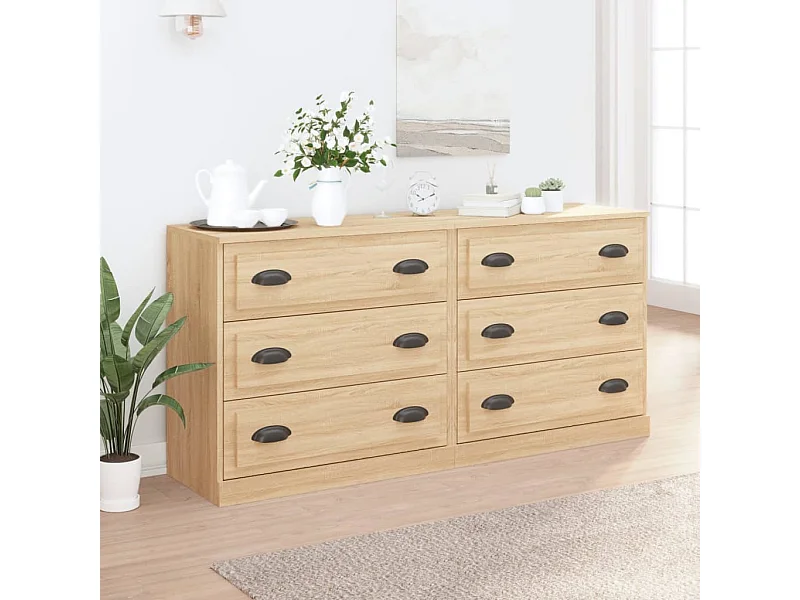 Sideboards im 2er-Set Lowboards Sonoma-Eiche Holzwerkstoff -RM95141