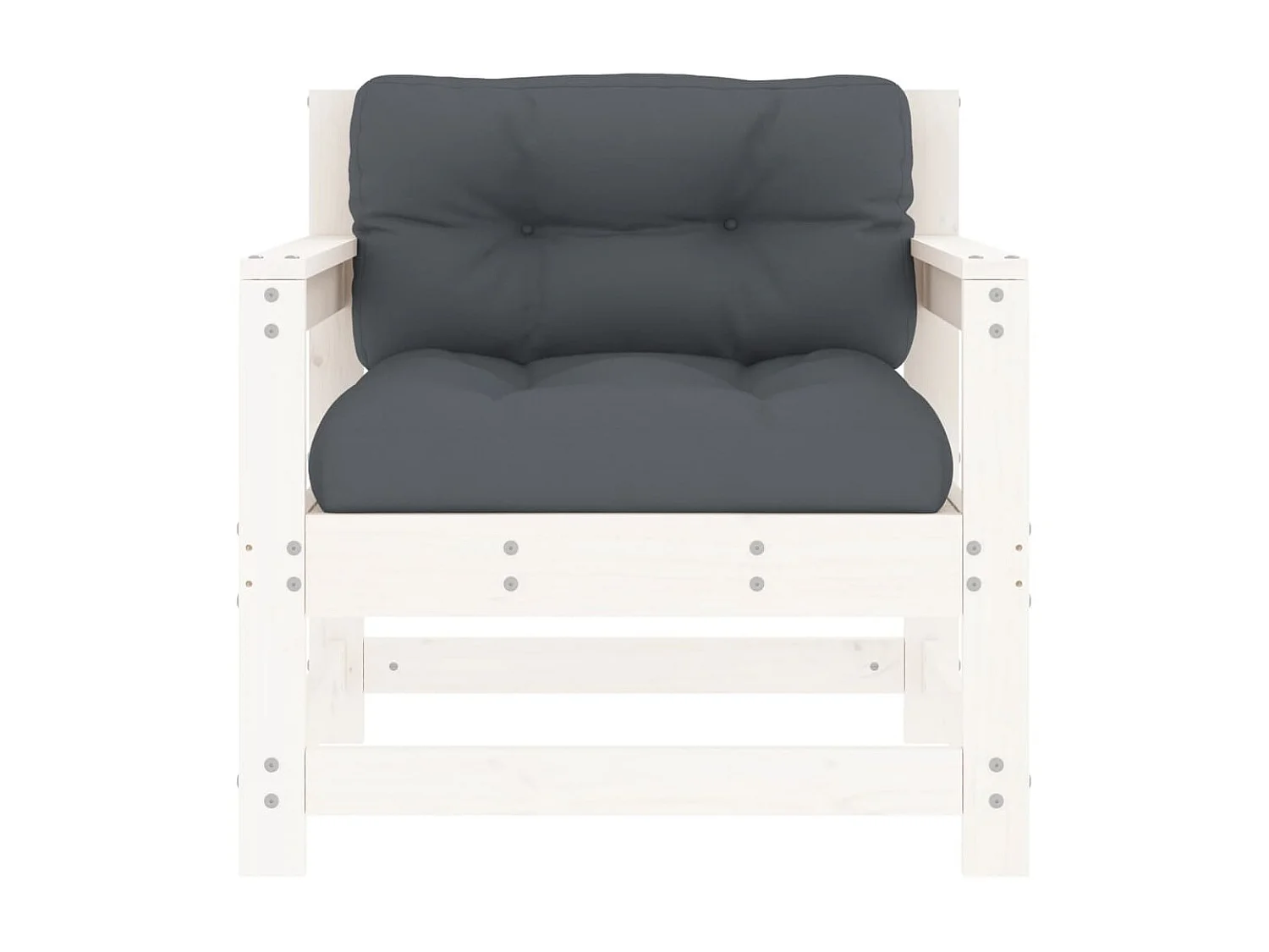 lot de 2 Chaises de jardin avec coussins blanc bois de pin massif PWRS80545