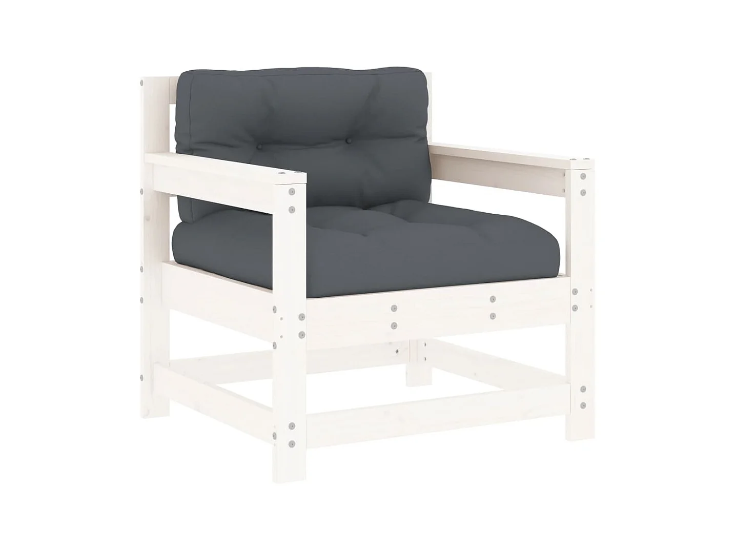 lot de 2 Chaises de jardin avec coussins blanc bois de pin massif PWRS80545