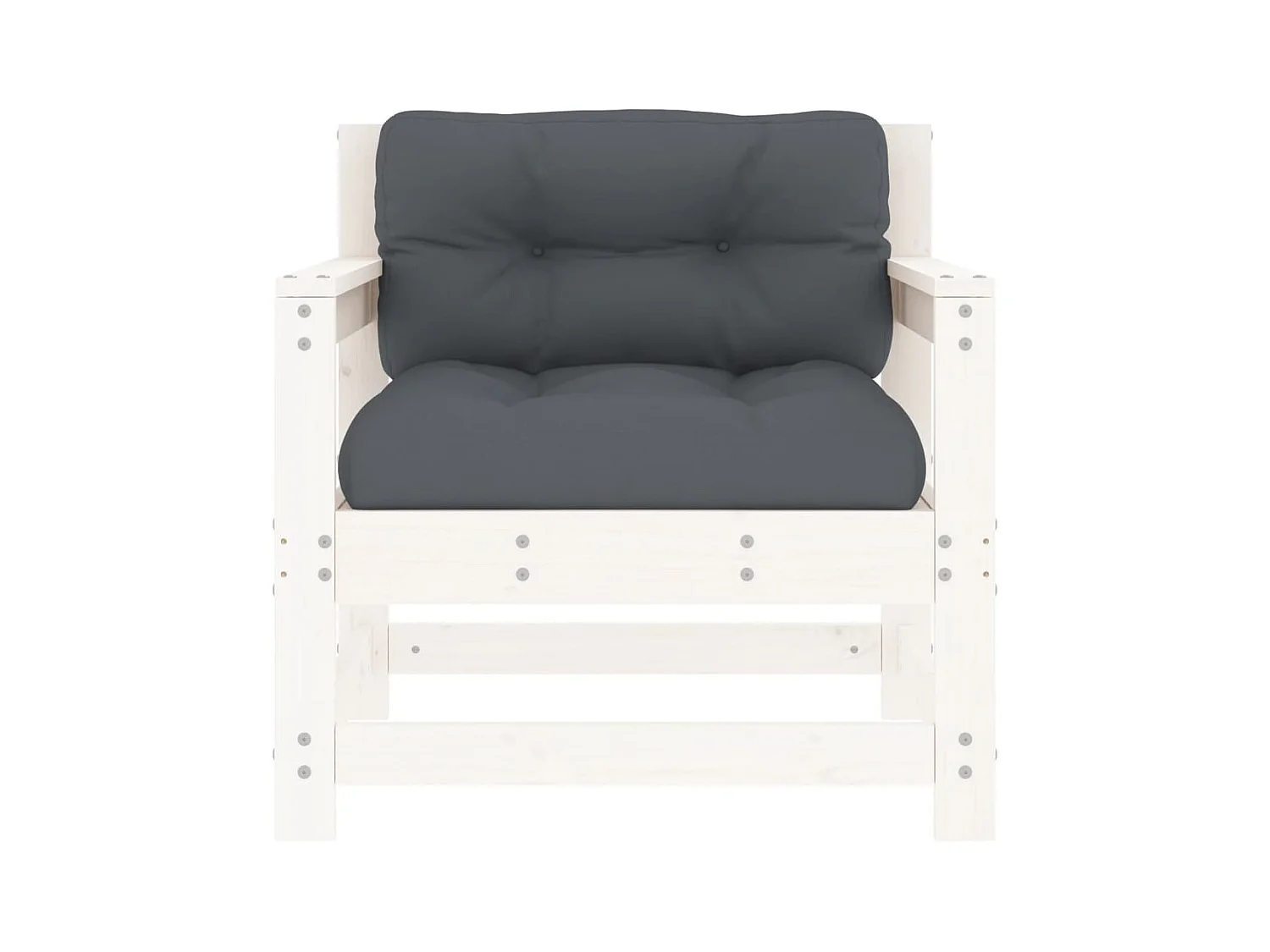 lot de 2 Chaises de jardin avec coussins blanc bois de pin massif PWRS80545