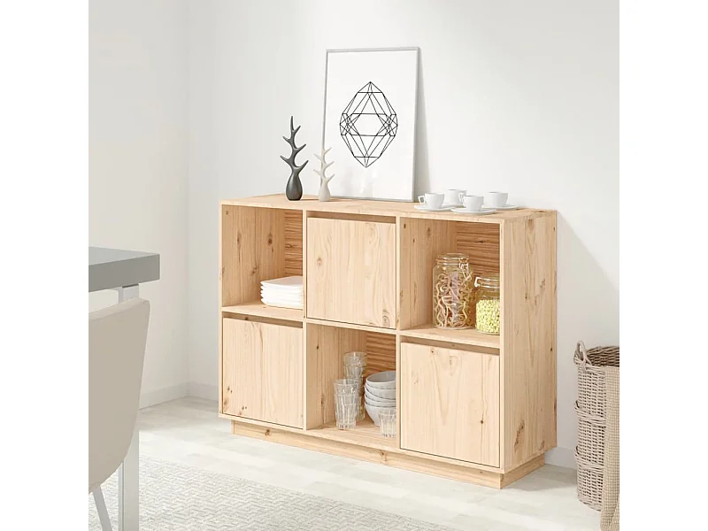 Sideboard Anrichte - 110,5x35x80 cm Massivholz Kiefer -RM11871