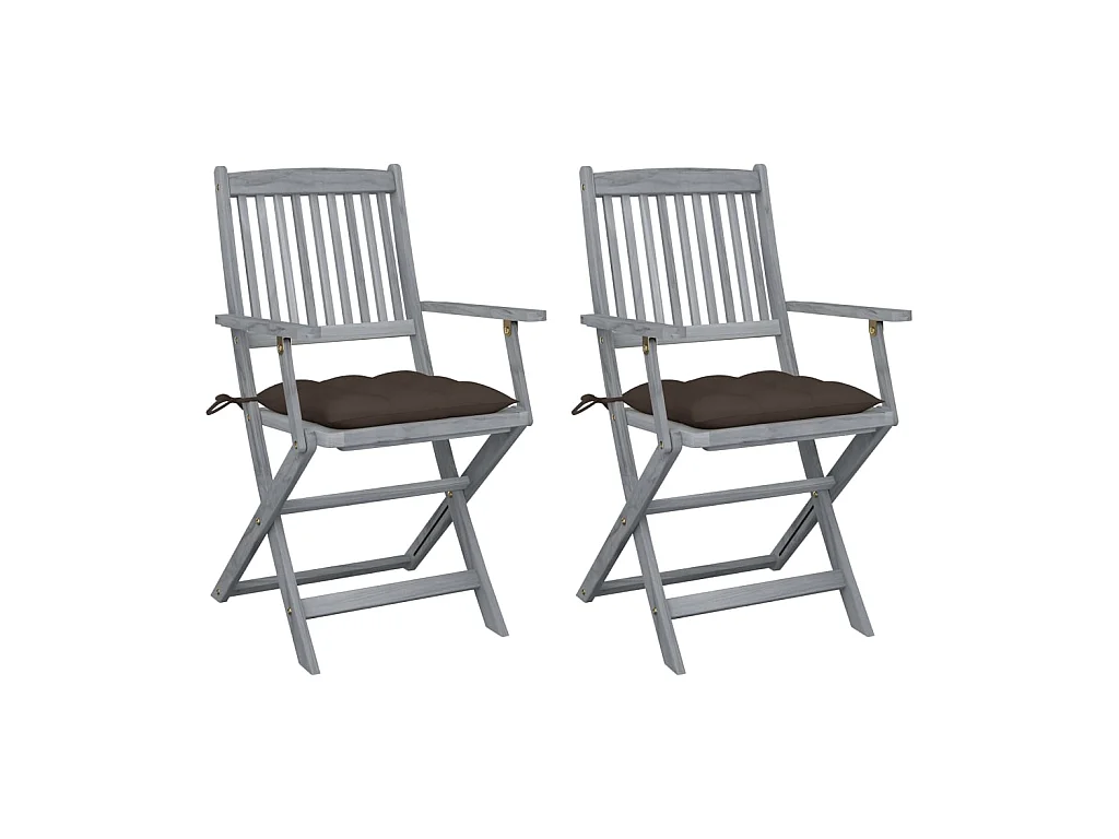 Tuinstoelen 2 st inklapbaar met kussens massief acaciahout NL27498