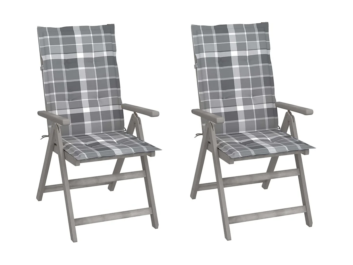 Chaises inclinables de jardin 2 pcs avec coussins Bois d'acacia SEF97306