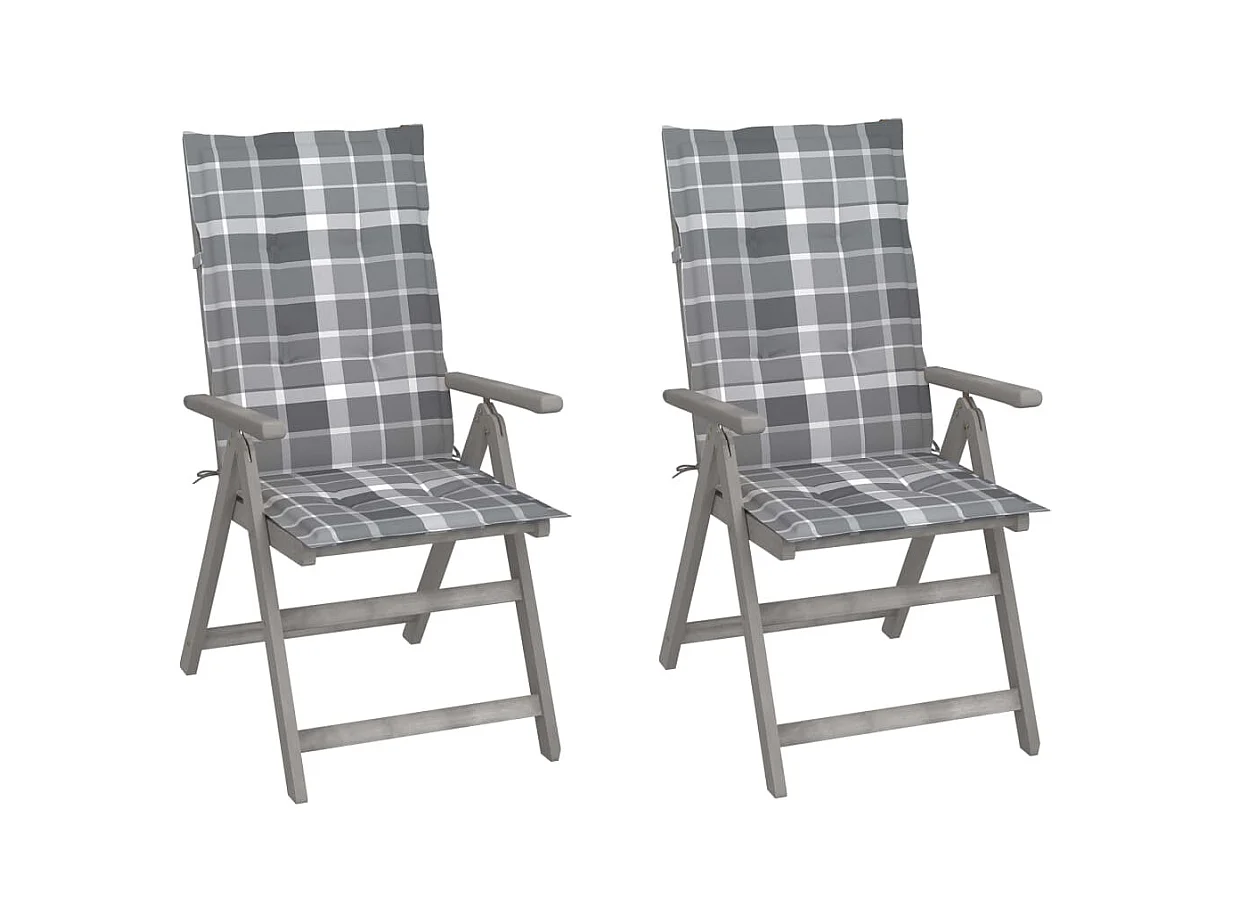 Tuinstoelen 2 st verstelbaar met kussens massief acaciahout NL66485