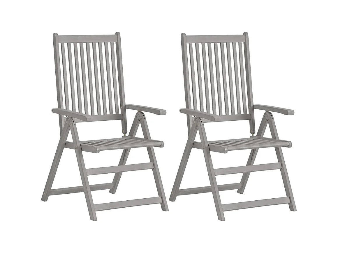 Chaises inclinables de jardin 2 pcs avec coussins Bois d'acacia SEF97306