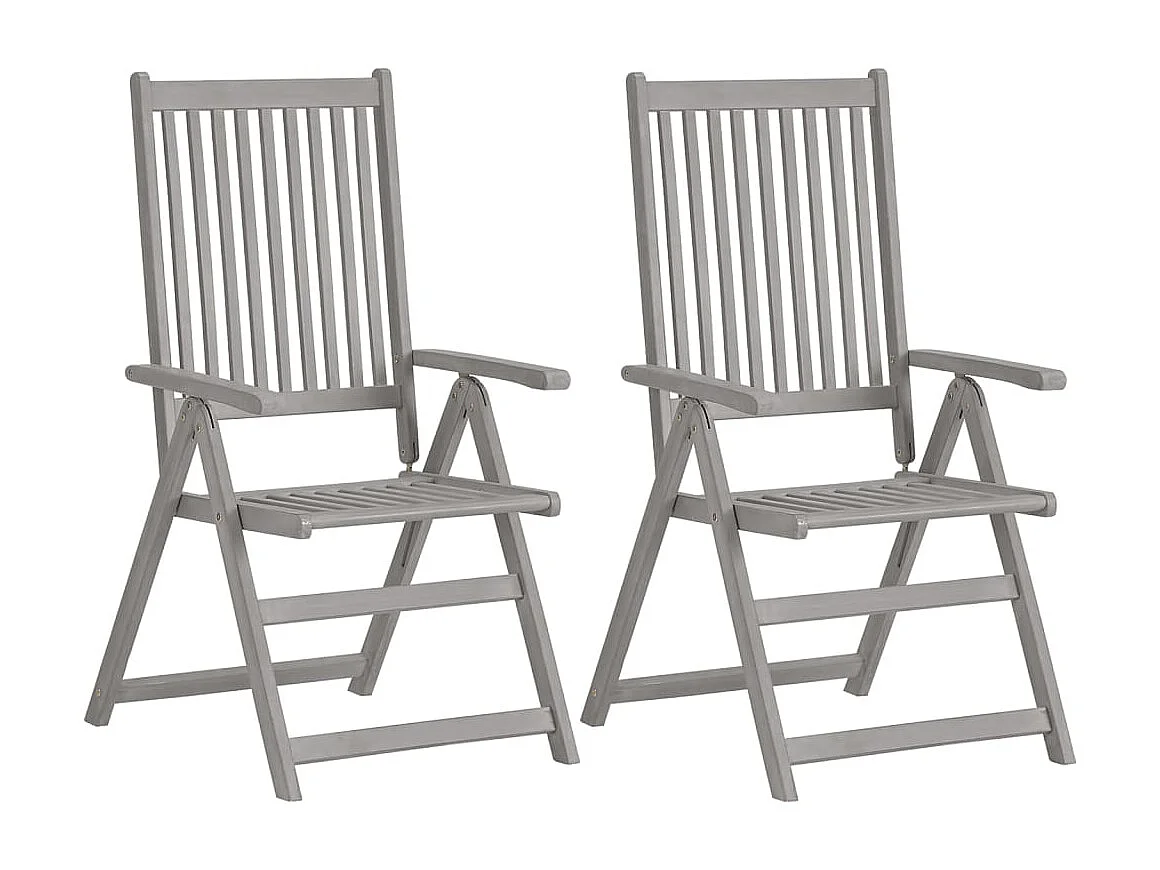 Chaises inclinables de jardin 2 pcs avec coussins Bois d'acacia SEF97306