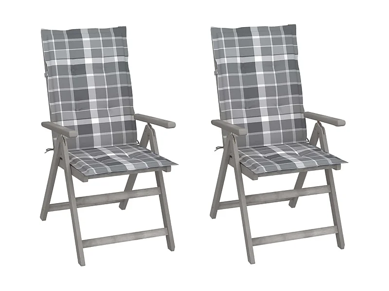 Chaises inclinables de jardin 2 pcs avec coussins Bois d'acacia SEF97306
