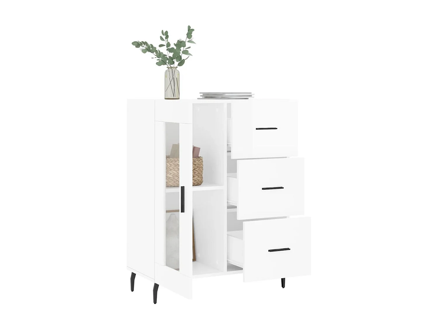 Sideboard Lowboard - Hochglanz-Weiß 69,5x34x90 cm Holzwerkstoff -RM99021