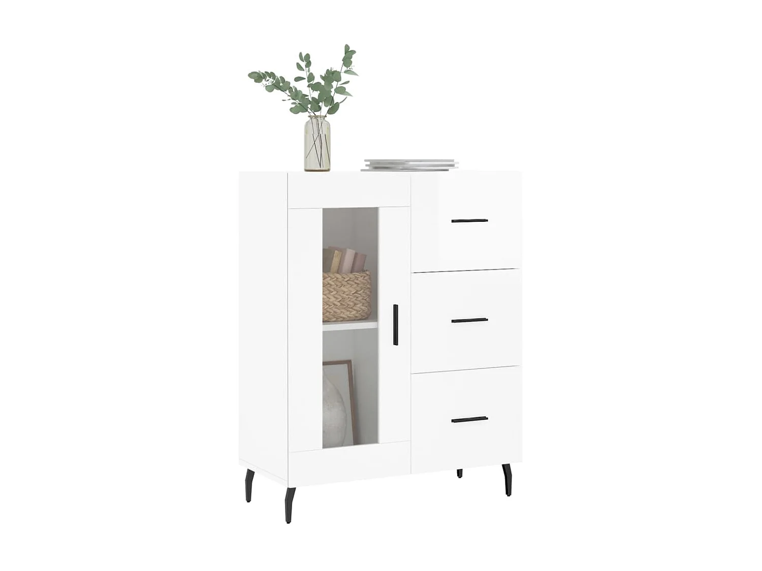 Sideboard Lowboard - Hochglanz-Weiß 69,5x34x90 cm Holzwerkstoff -RM99021